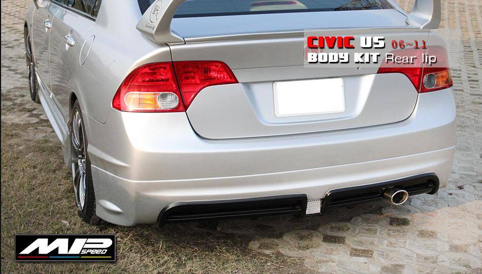 2006-2011  Civic SI 4Dr RR Style Rear Lip-(Single-Pipe)-US Spec. + LED