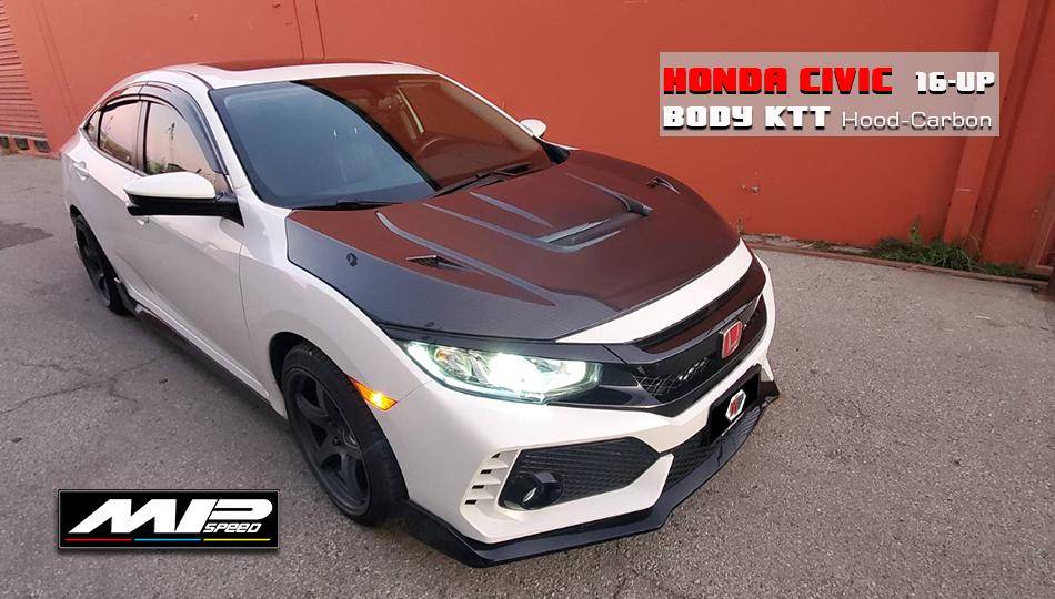 2016-2021 Civic 2/4/5D VR Style Hood-Carbon Fiber