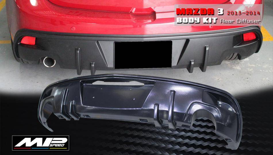 2013 Mazda 3 5D MP Rear Bumper  Diffuser -Dual Exhaust (Textured)