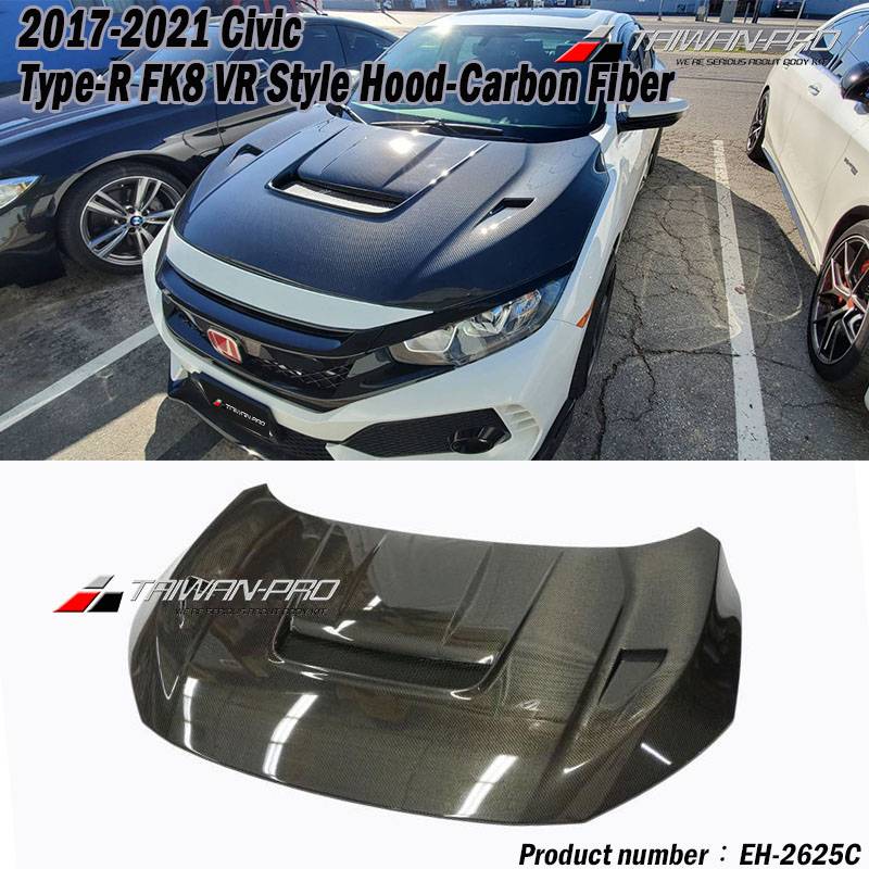 2017-2021 Civic Type-R FK8  VR Style Hood-Carbon Fiber