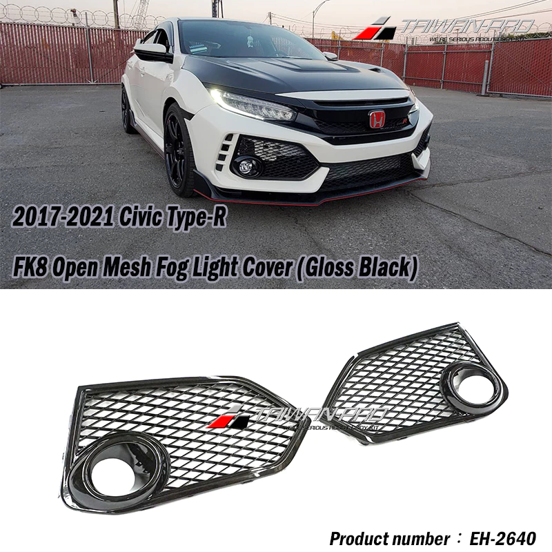 2017-2021 HONDA CIVIC 本田 TYPE-R FK8 網狀霧燈罩L/R(亮黑)