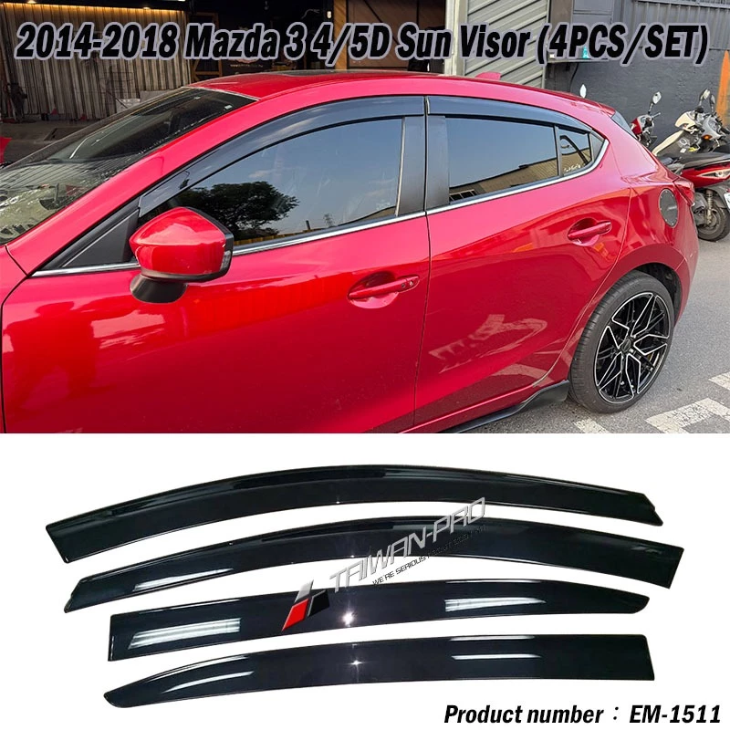 2015-2018 Mazda 3 馬自達 3 5門/4門 OE款晴雨窗(4pcs)PP 2015-2018 Mazda 3 馬自達 3 5門/4門 OE款晴雨窗(4pcs)PP