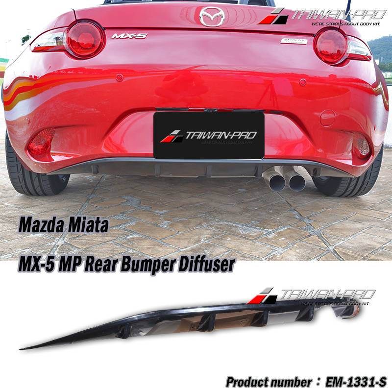 2016-2025 Mazda Miata MX-5  MP Style Rear Bumper Diffuser-Single Exhaust