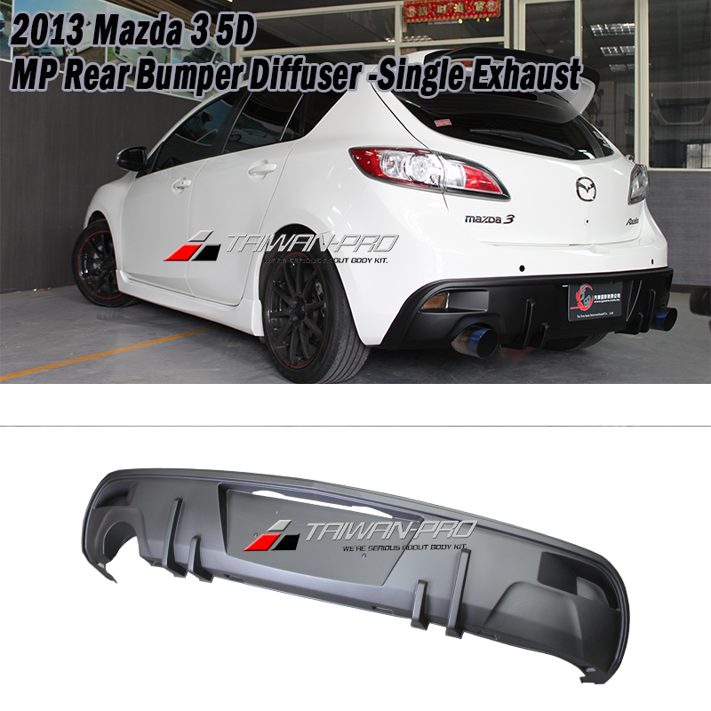 2013 Mazda 3 5D MP Rear Bumper  Diffuser -Single Exhaust