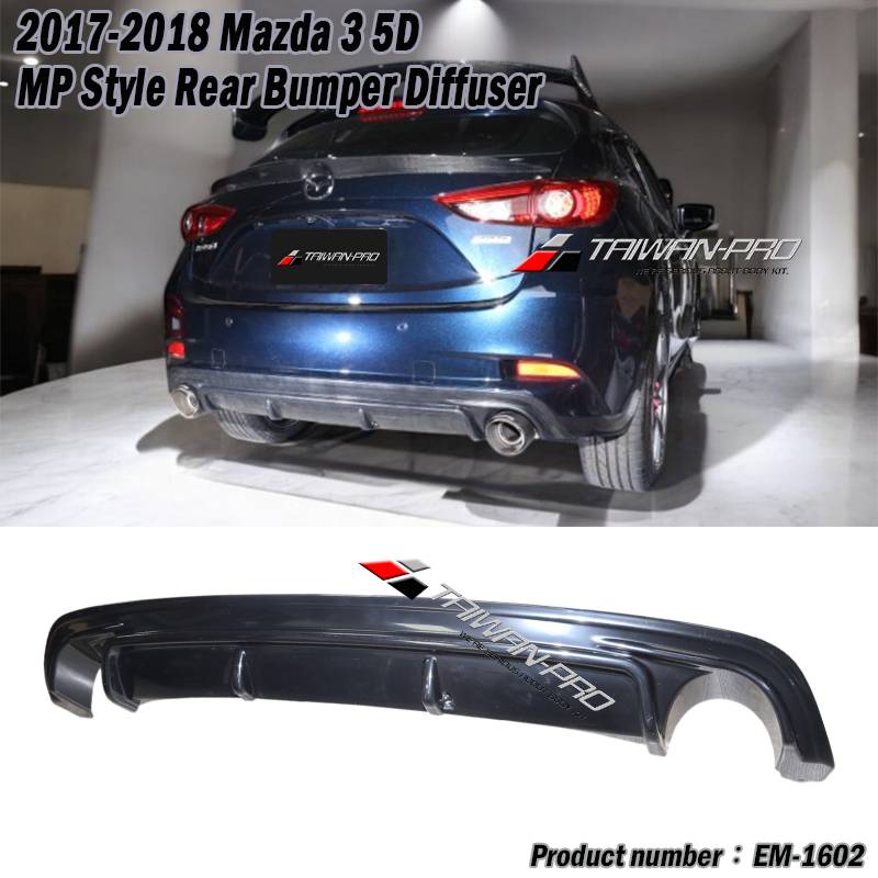 2017-2018 Mazda3 5D MP Style Rear Bumper Diffuser