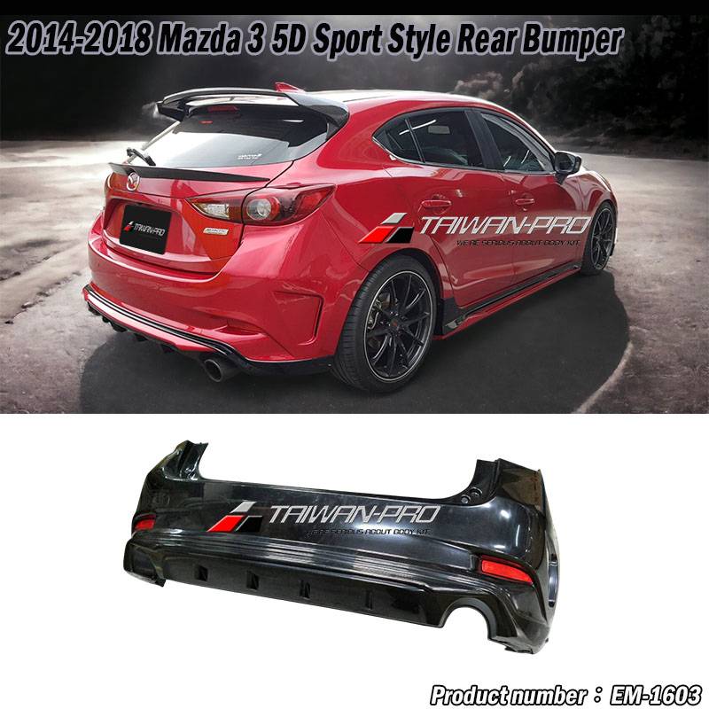 2014-2016 Mazda 3 5D Sport Style Rear Bumper