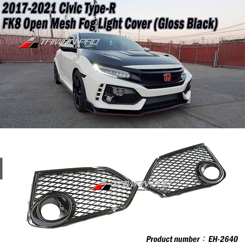 2017-2021 Civic Type-R FK8 Open Mesh Fog Light Cover (Gloss Black)