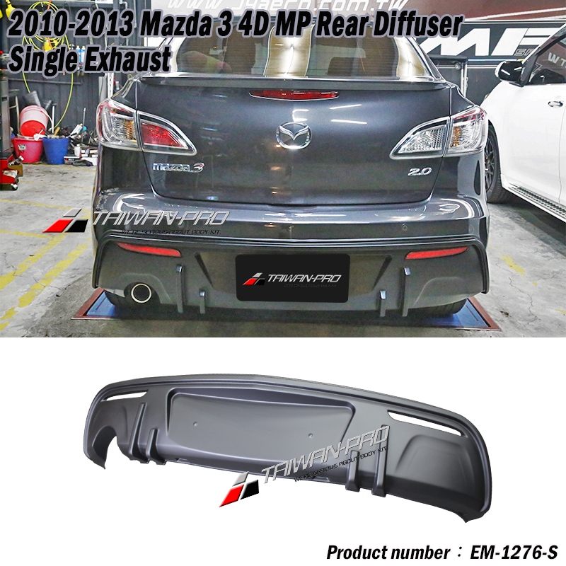 2010-2013 Mazda 3 4D  MP Rear Diffuser- Single Exhaust