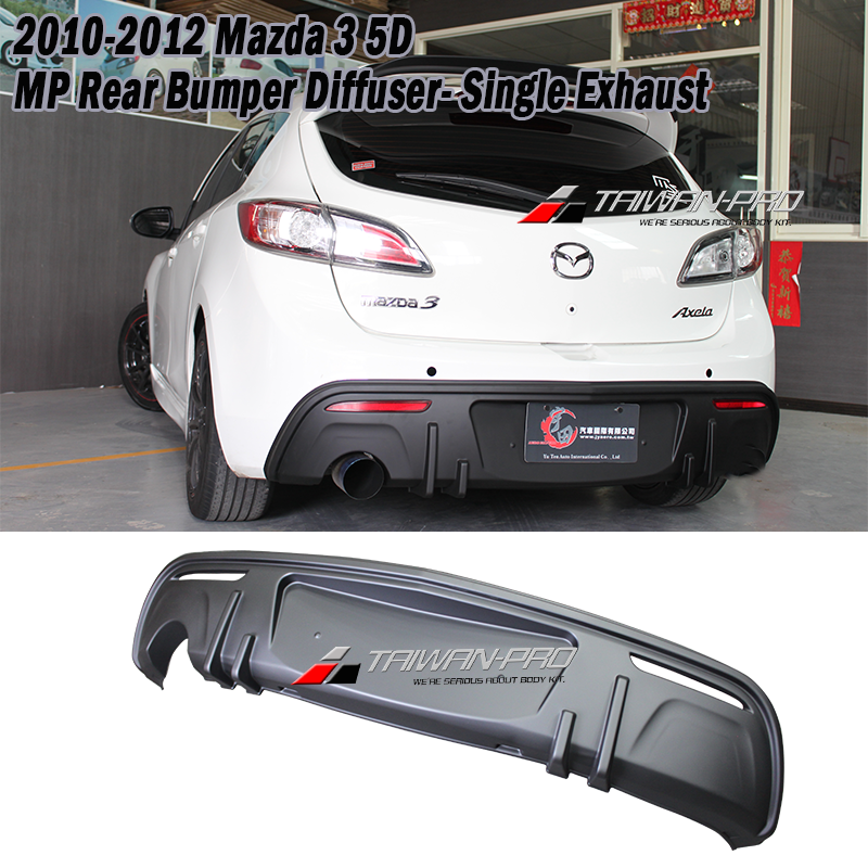 2010-2012 Mazda 3 5D MP Rear Bumper  Diffuser- Single Exhaust