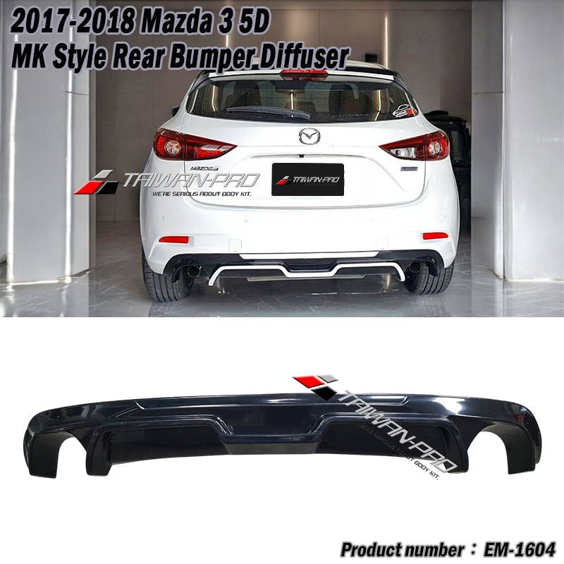 2014-2018 Mazda 3 5D MK Style Rear Bumper Diffuser