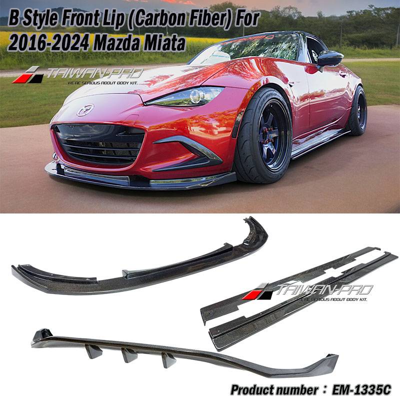 2016-2024 Mazda MX-5 馬自達 MX-5 B款 卡夢前下巴+卡夢側裙+卡夢後下巴 Carbon Fiber 碳纖維卡夢