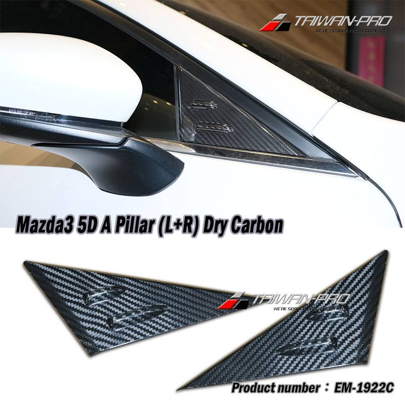 19 Mazda 5D A Pillar (L+R) Dry Carbon