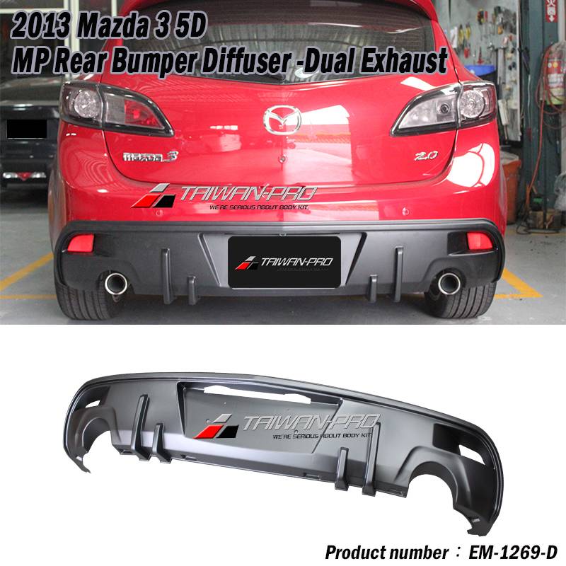 2013 Mazda 3 5D MP Rear Bumper  Diffuser -Dual Exhaust