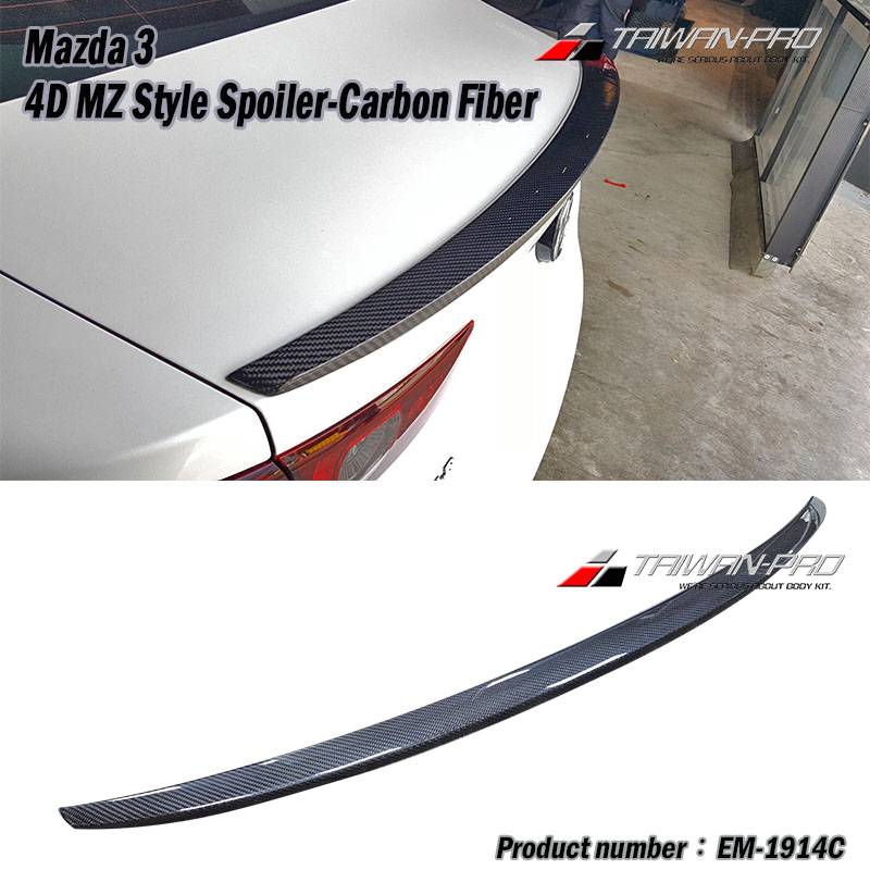 2019-2025 Mazda 3 4D MZ Style Spoiler-Carbon Fiber