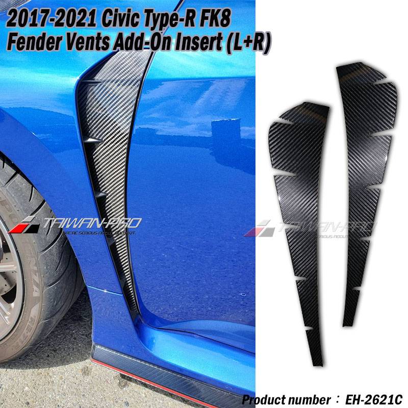 2017-2021 Civic Type-R FK8 Fender Vents Add-On Insert (L+R)